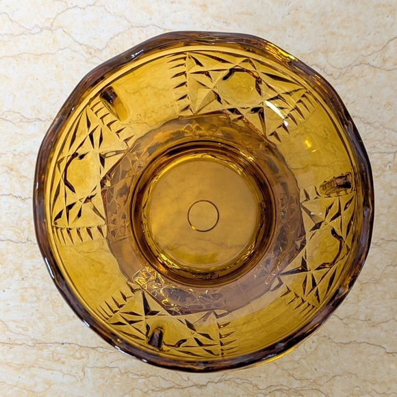 Vintage Indiana Glass Stars & Bars Amber Fairy Lamp Candle Holder - Picture 9 of 12